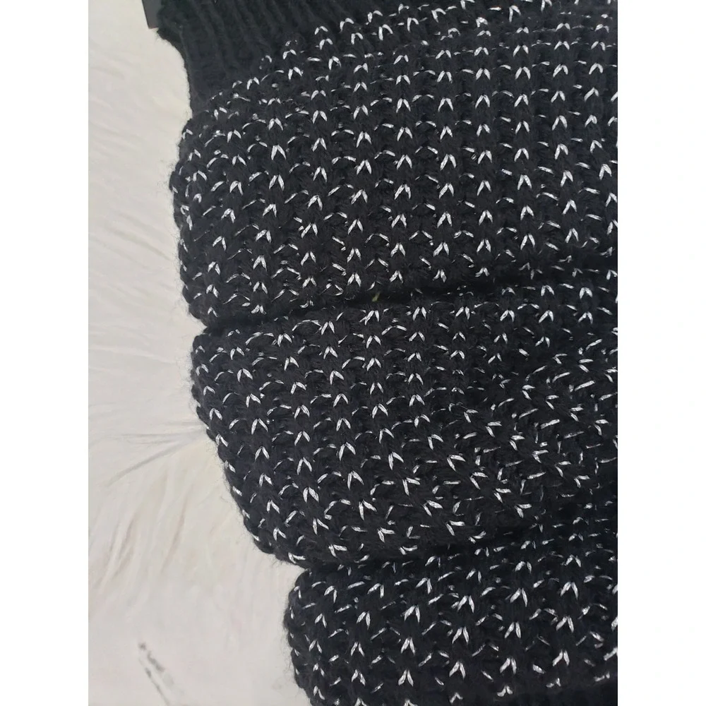 NEW - Steve Madden Knit Leg Warmers Black Silver‎ sweater winter fall boot socks